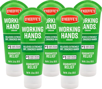 O'Keeffe'S Working Hands Hand Cream, Relieves And Repairs Extremely Dry Hands, 3 Oz Tube, (Pack Of 5)