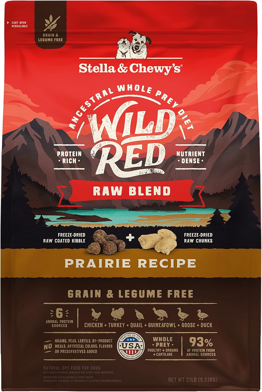 Stella & Chewy'S Wild Red Dry Dog Food Raw Blend High Protein Grain & Legume Free Prairie Recipe, 21 Lb. Bag