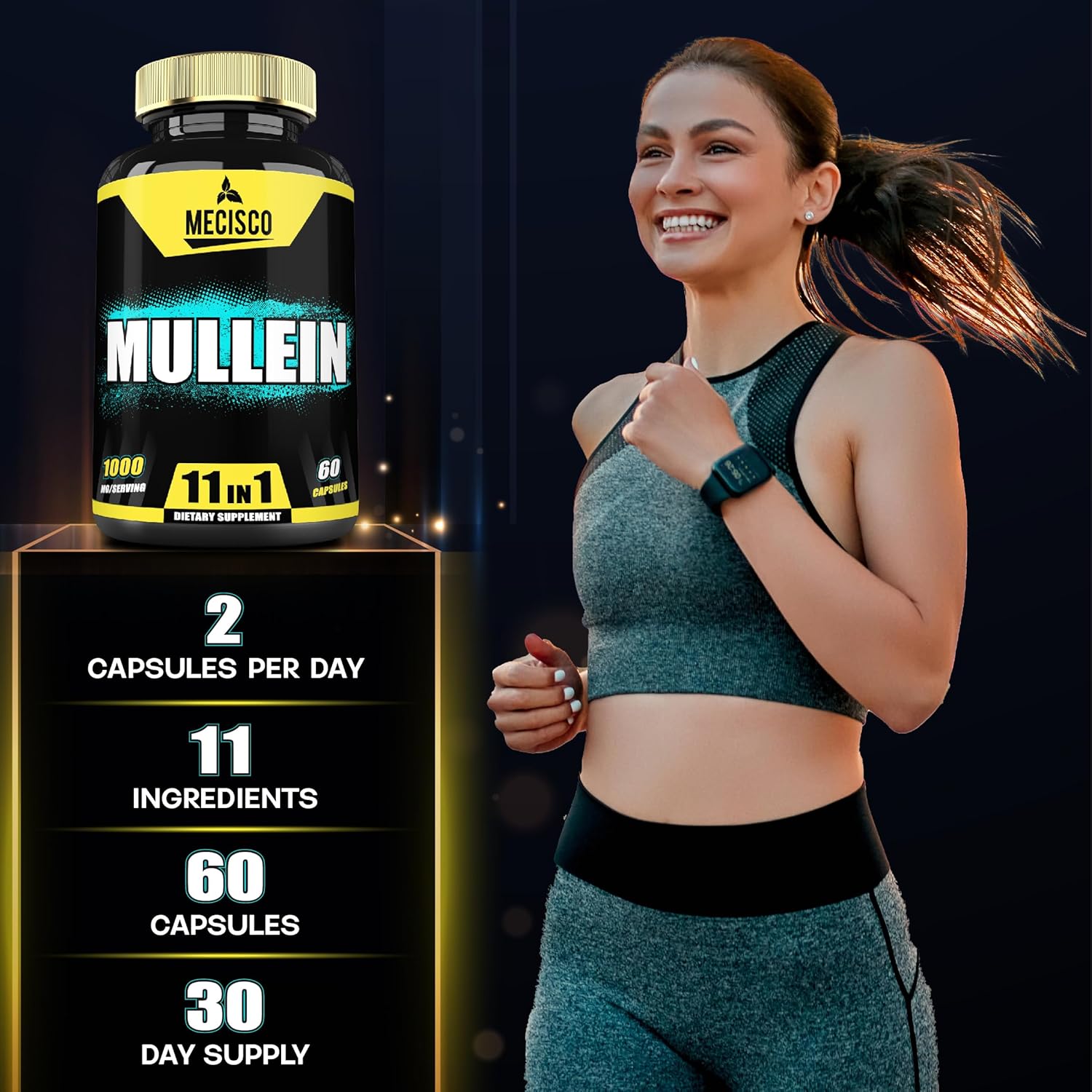 210 Capsules - 11In1 Mullein Leaf Capsules With Panax Ginseng Root, Cordyceps Sinensis & More - Support Respiratory Health, Immune System, Energy Production & Comfortable Mind : Health & Household