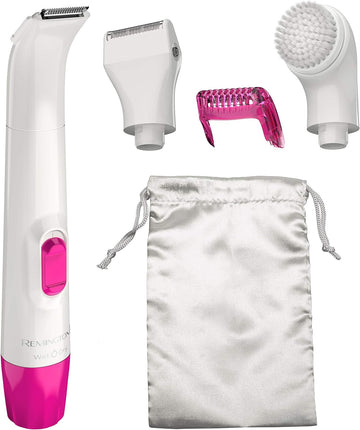 Remington Smooth & Silky Body & Bikini Kit, Cordless Bikini Trimmer And Shaver For Women, Waterproof For Grooming In The Shower, White/Pink