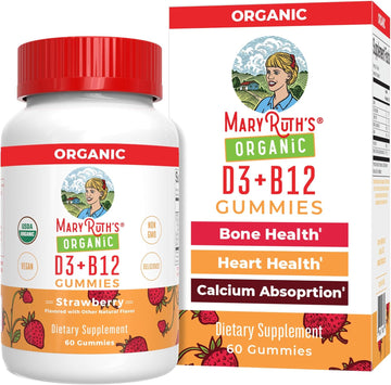 Mary Ruth'S Vitamin D3 + B12 Gummies | Usda Organic | 2 Month Supply | Vitamin D & B12 Vitamin Supplements For Adults & Kids | Supports Bone Health | Energy Boost | Vegan | Non-Gmo | 60 Servings