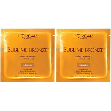 L'Oreal Paris Sublime Bronze Self Tanning Towelettes, Streak-Free, Natural Looking Tan, 6 Ct (Pack Of 2)