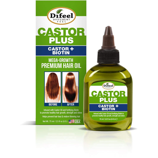 Difeel Premium Castor Plus Biotin - Mega-Growth Premium Hair Oil 2.5 Oz