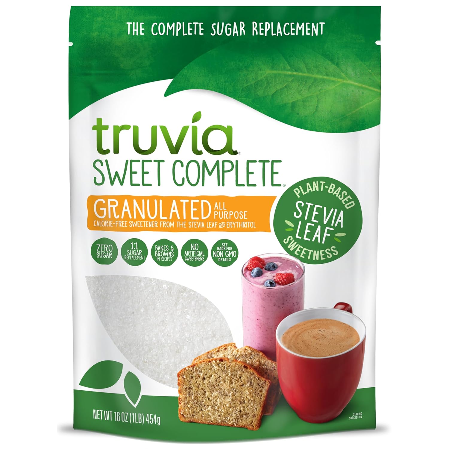 Truvia Sweet Complete Granulated All-Purpose Calorie-Free Sweetener From The Stevia Leaf, 16 Oz Bag (Pack Of 1)