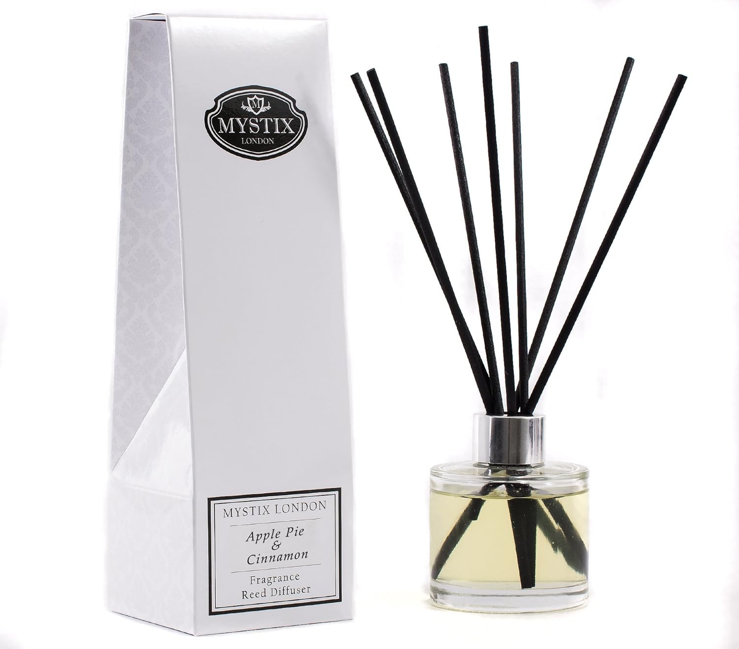 Mystix London | Apple Pie & Cinnamon Fragrance Oil Reed Diffuser | 200Ml | Best Aroma For Home, Kitchen, Living Room And Bathroom | Perfect As A Gift | Refillable