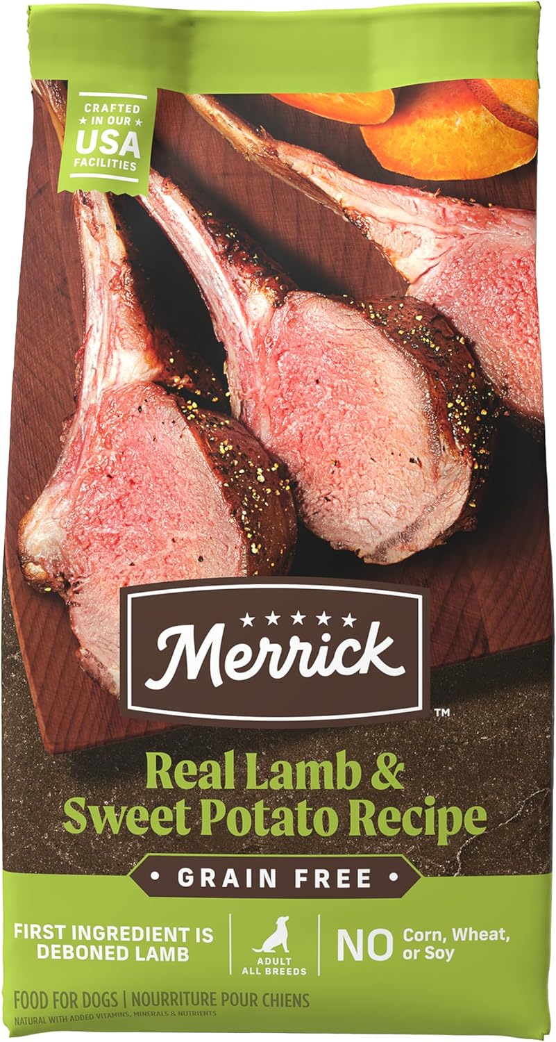 Merrick Premium Grain Free Dry Adult Dog Food, Wholesome And Natural Kibble With Real Lamb And Sweet Potato - 22.0 lb. Bag