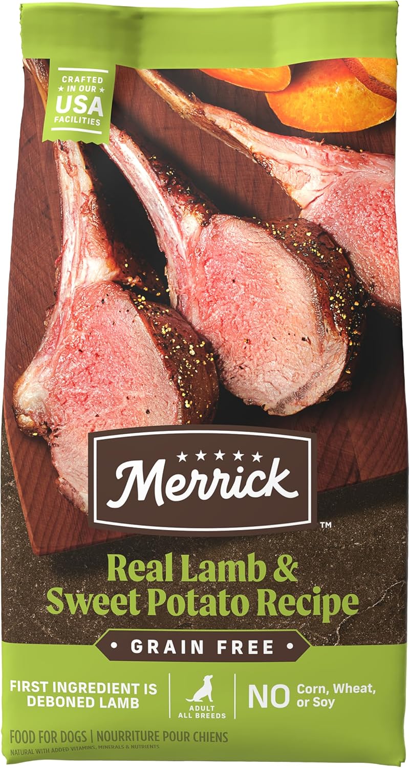 Merrick Premium Grain Free Dry Adult Dog Food, Wholesome And Natural Kibble With Real Lamb And Sweet Potato - 22.0 Lb. Bag