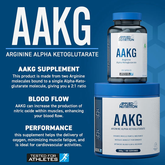Applied Nutrition Aakg - L Arginine Alpha Ketoglutarate 800Mg Per Capsule, Nitric Oxide, Pre Workout Energy Boost, Muscle Pump Supplement (120 Capsules - 30 Servings)