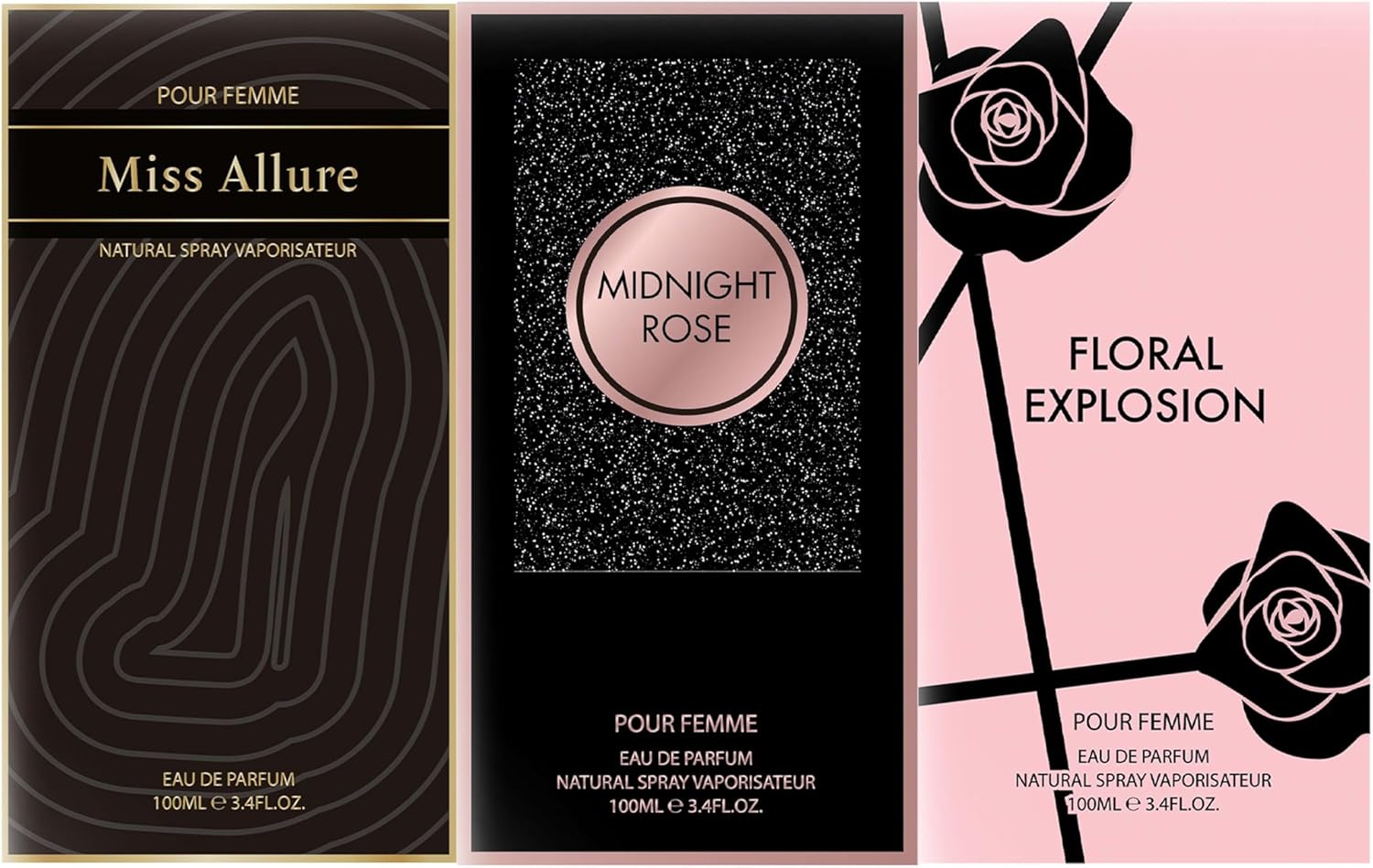 V.V Love For Women - Women'S 100Ml X 3 Fragrance For Her - Gift Set For Women - Midnight Rose, Floral Explosion, Miss Allure