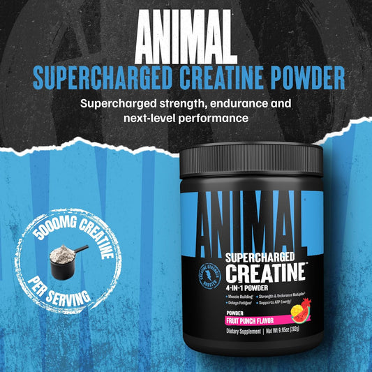 Animal Supercharged Creatine Powder - Flavored Creatine Monohydrate Enhanced With Betaine Anhydrous, Purpleforce & Senactiv, Strength, Endurance, Muscle Recovery For Men And Women - Watermelon, 300G