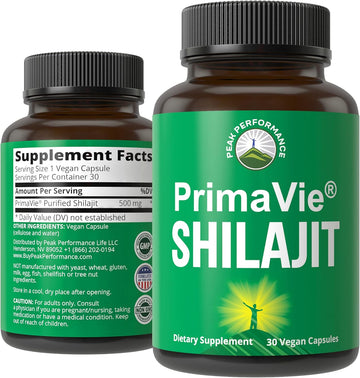 Primavie® Purified Shilajit Capsules Made With Pure Shilajit Powder. Clinically Tested Natural Supplement With 40+ Trace Minerals, Fulvic Acid. Tablets Support Mitochondria + Brain Function