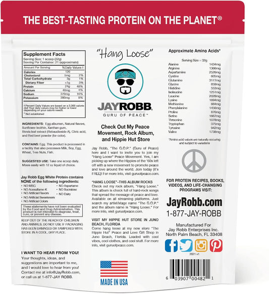 Jay Robb Strawberry Egg White Protein Powder, Low Carb, Keto, Vegetarian, Gluten Free, Lactose Free, No Sugar Added, No Fat, No Soy, Nothing Artificial, Non-GMO, Best-Tasting, (24 oz, Strawberry) : Health & Household