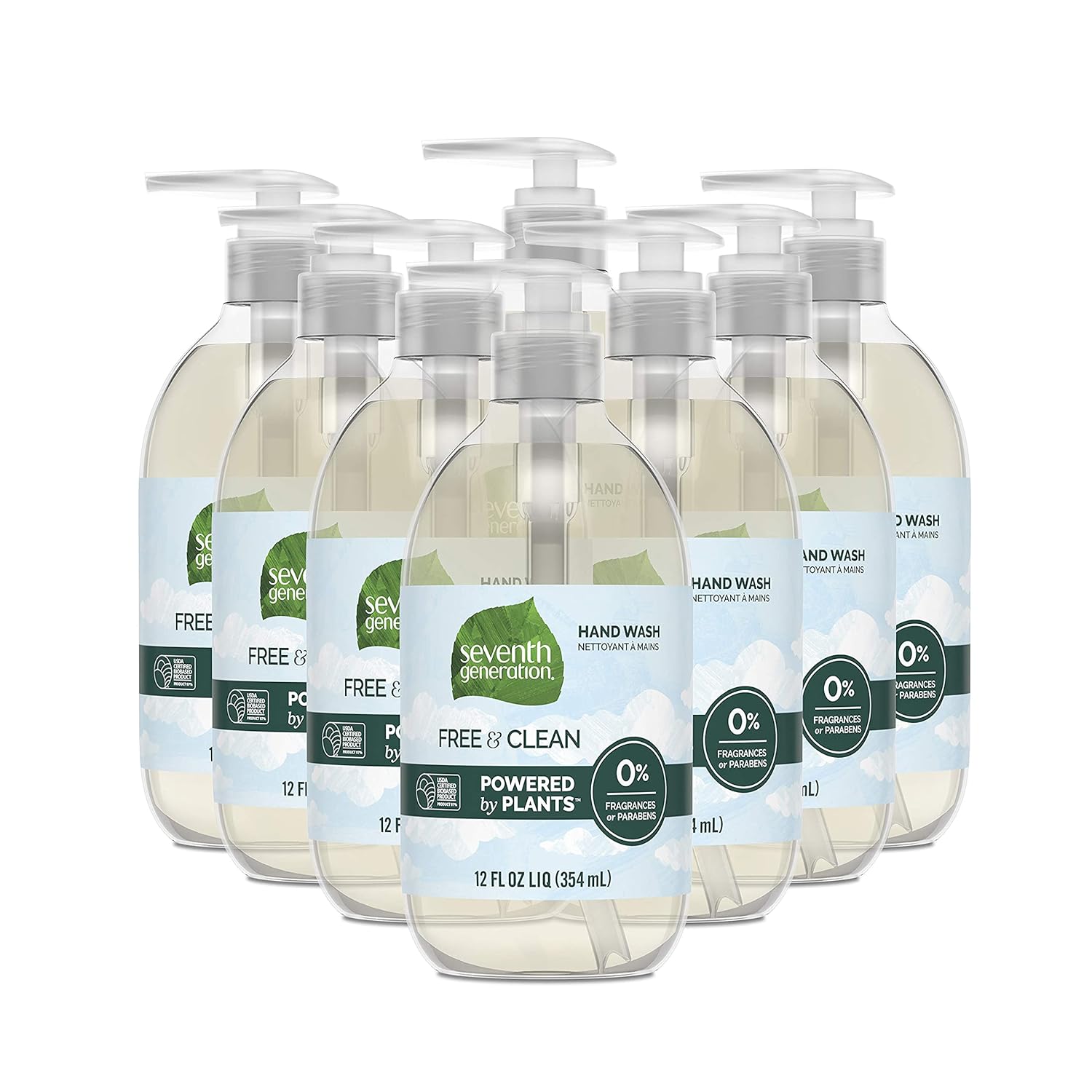 Seventh Generation Liquid Hand Soap Fragrance Free Free & Clean Unscented Hand Soap 12 Fl.Oz, Pack Of 8