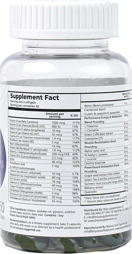 Briyo Revitalize - Energy Boost & Muscle Function Support: Enhances Energy Levels & Metabolism- Vitamins, Minerals, Green Tea, Turmeric Root, Amino Acids & More