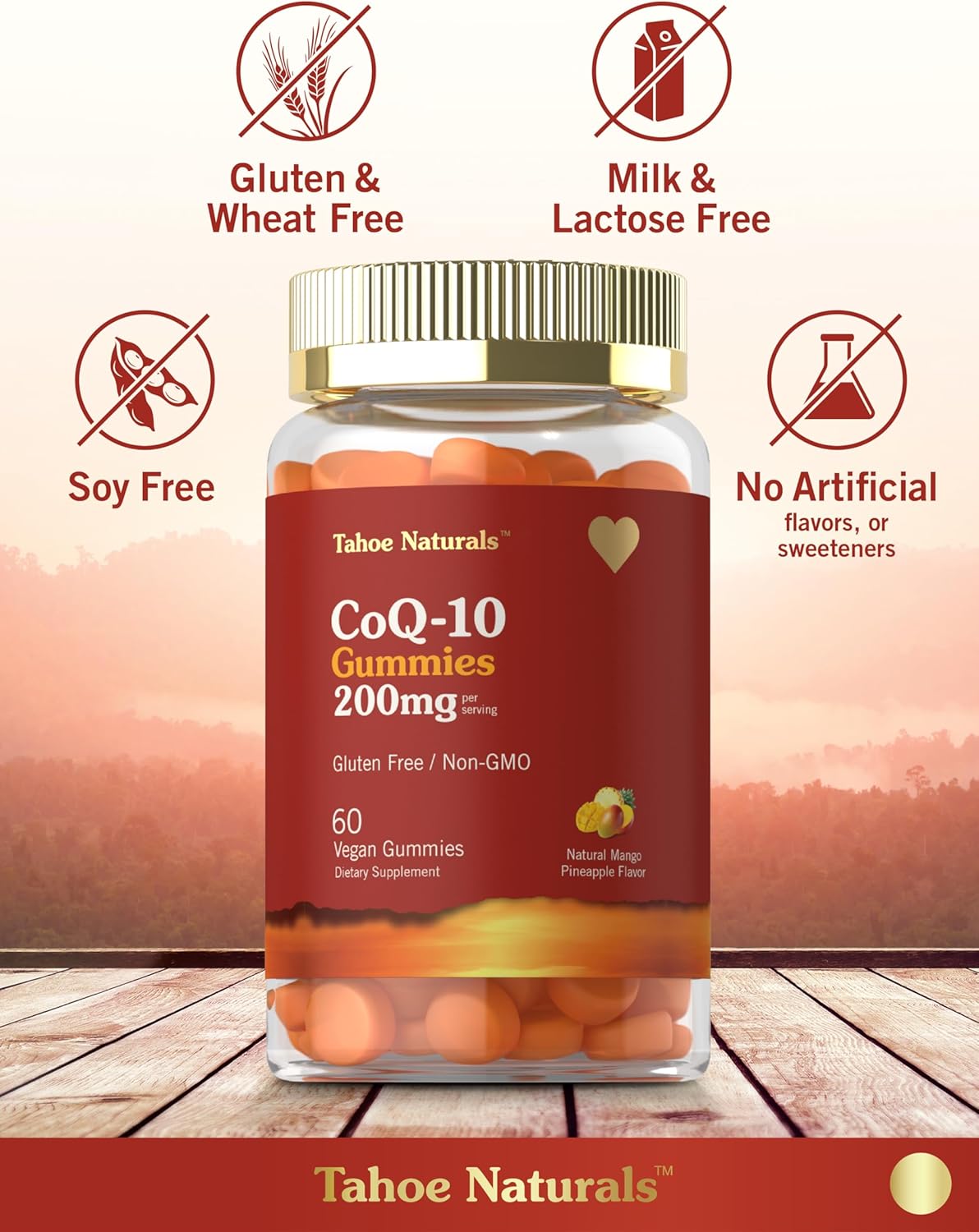 Carlyle CoQ10 Gummies | 200 mg | 60 Count | Mango Pineapple Flavor | Vegan, Non-GMO, Gluten Free | Tahoe Naturals : Health & Household