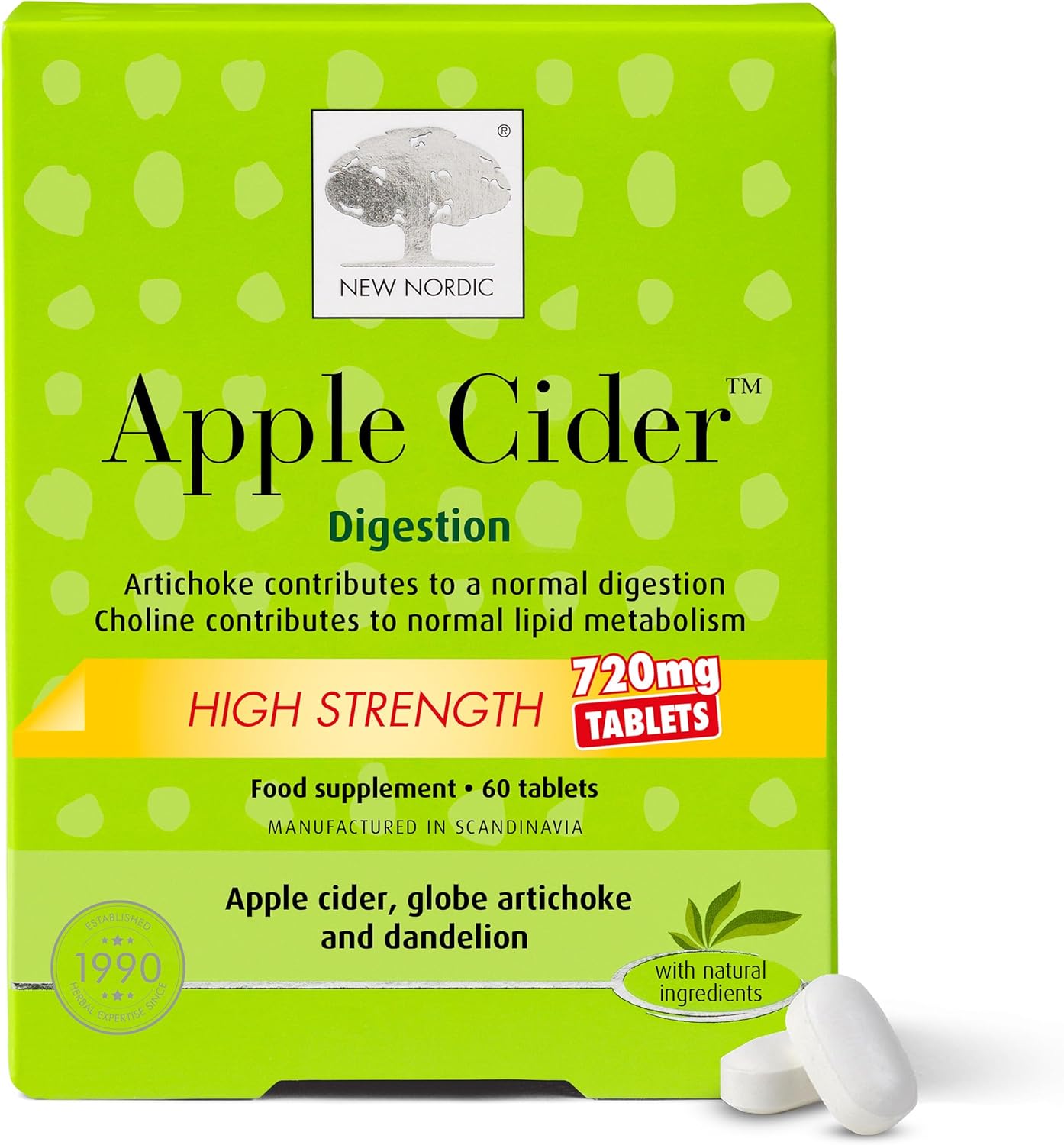 New Nordic Apple Cider Vinegar Tablets - 2160 Mg Acv With The Mother - May Help Promote Weight Loss - For Men And Women - 60 High Strength Tablets