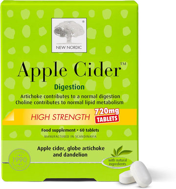 New Nordic Apple Cider Vinegar Tablets - 2160 Mg Acv With The Mother - May Help Promote Weight Loss - For Men And Women - 60 High Strength Tablets
