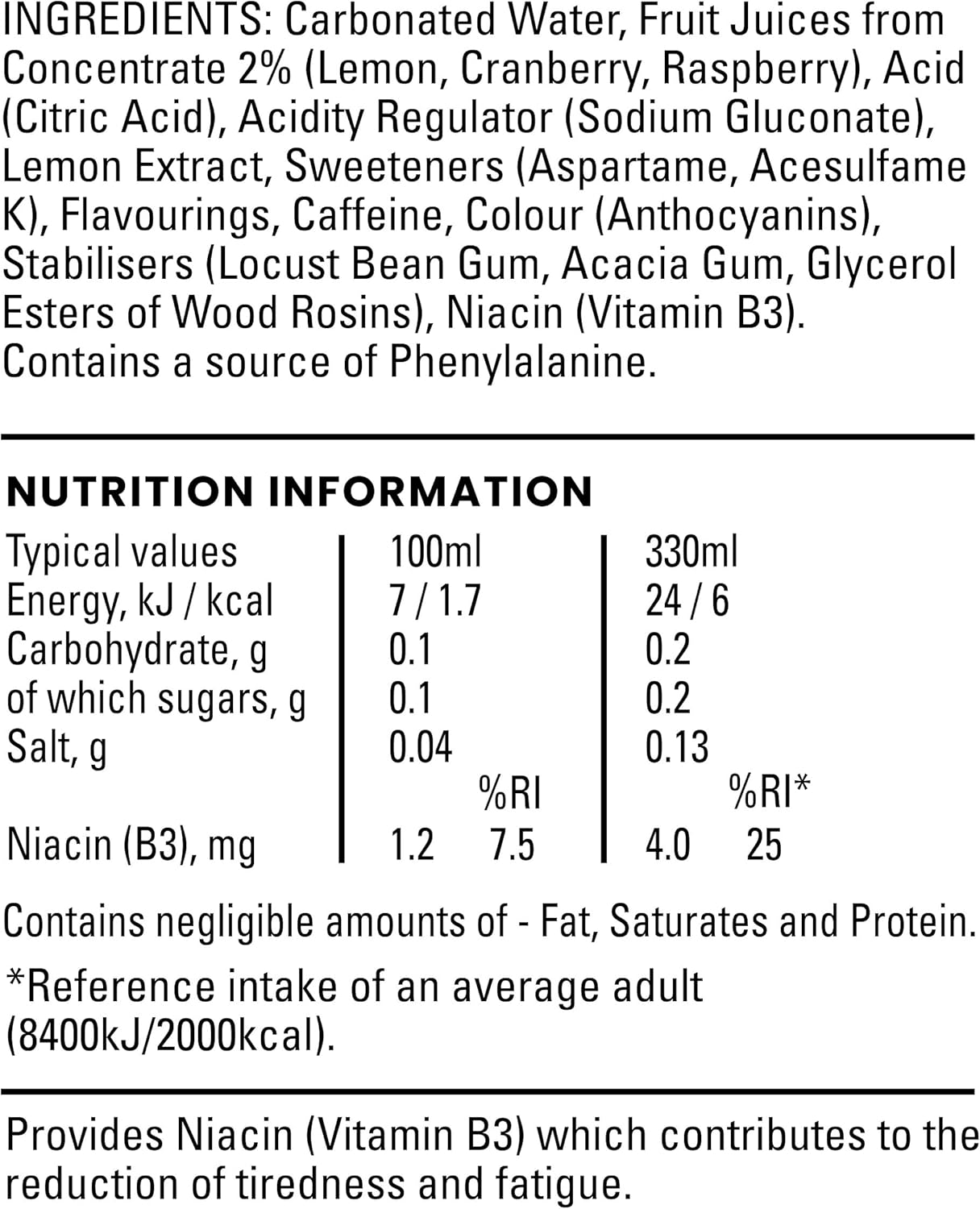 Lucozade Energy Zero Sugar Drink Pink Lemonade 330Ml Can (Pack Of 6)