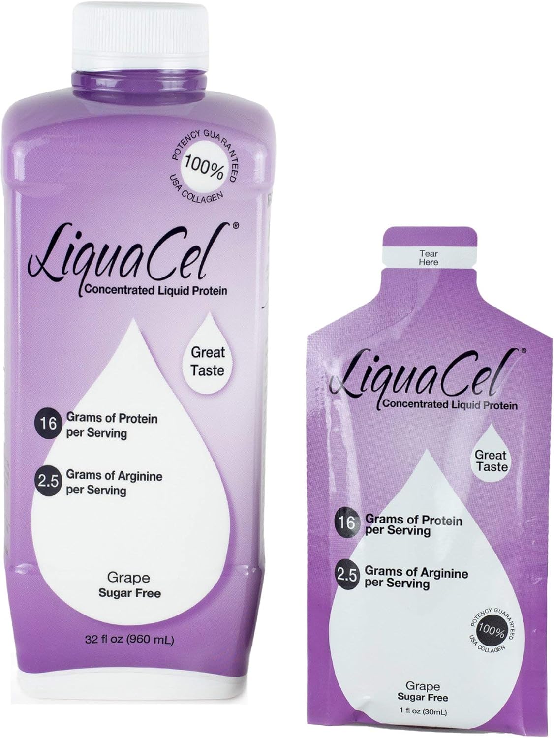 Liquacel Liquid Protein Sugar Free Grape 1 X 32Oz Bottle By Liquacel : Health & Household