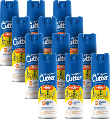 Unscented Cutter Insect Repellent, Aerosol, 6-Ounce, 12-Pack, Clear