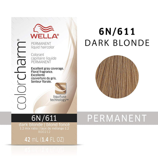 Wella Professionals Invigo Brilliance Color Protection Shampoo & Conditioner, For Fine Hair + Wella Colorcharm Permanent Liquid Hair Color For Gray Coverage, 6N Dark Blonde