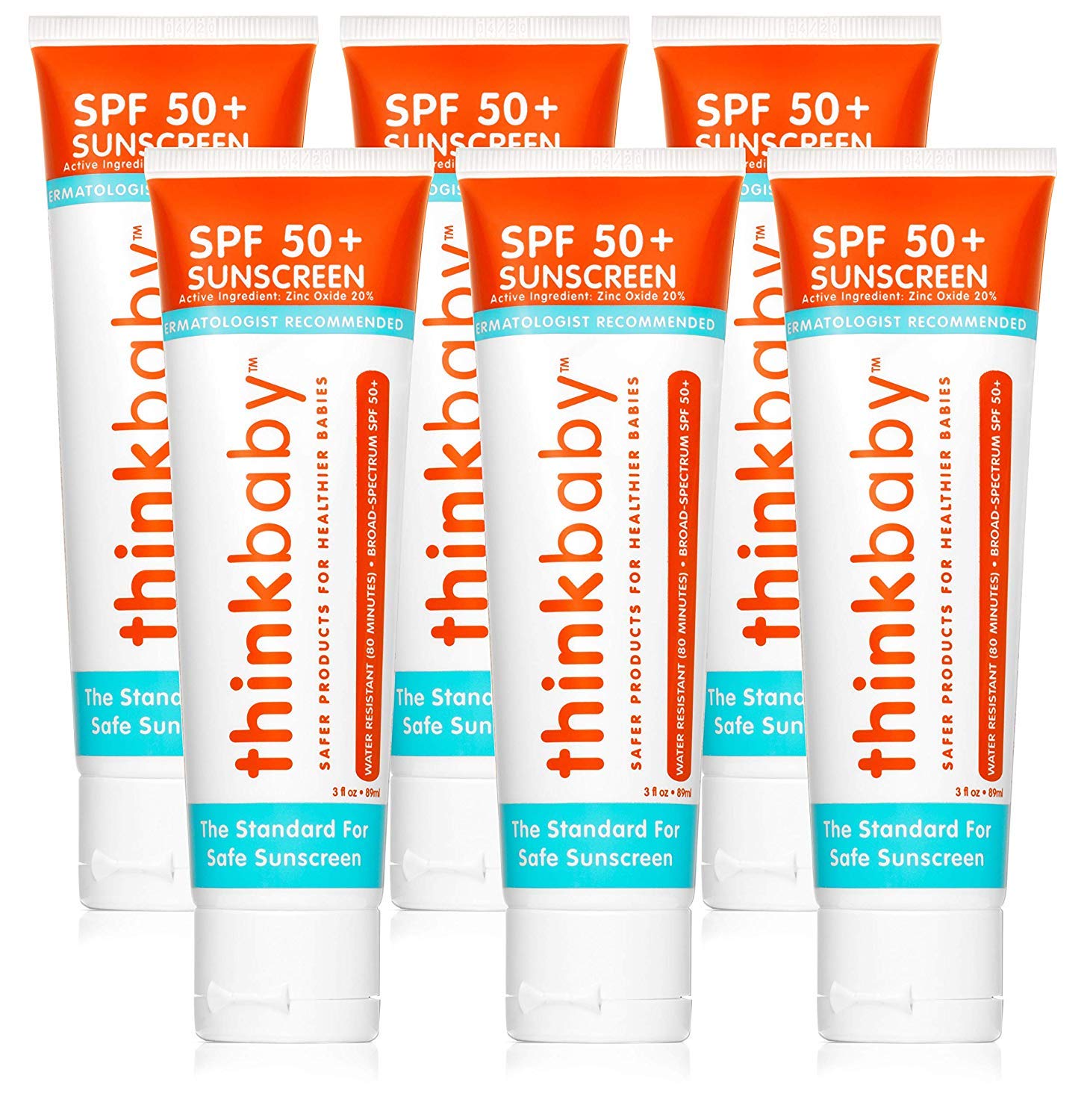 Thinkbaby Safe Sunscreen Spf 50+ (3 Ounce) (6 Pack)