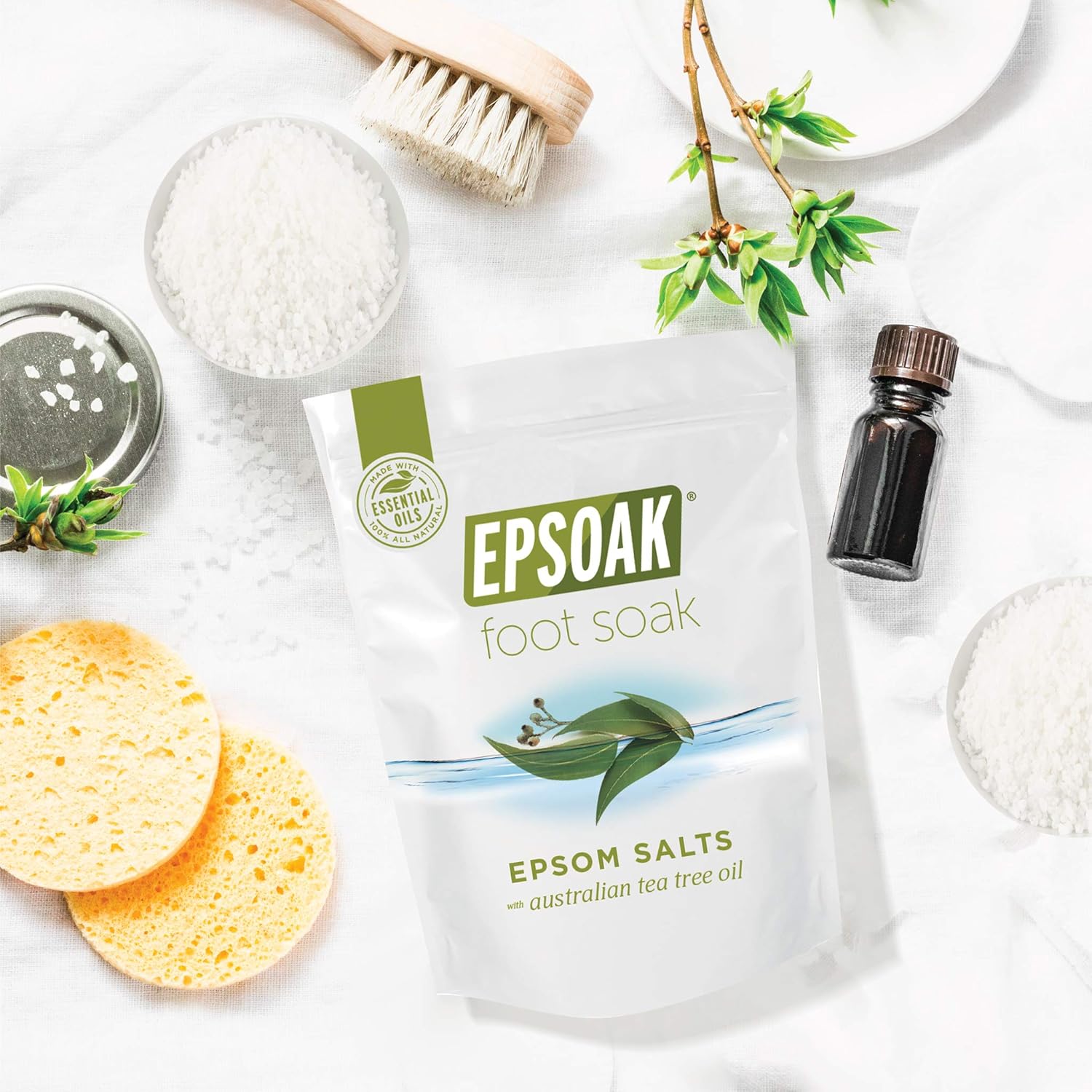 Tea Tree Oil Foot Soak with Epsoak Epsom Salt - 2 Pound Value Bag - Made in the USA : Beauty & Personal Care