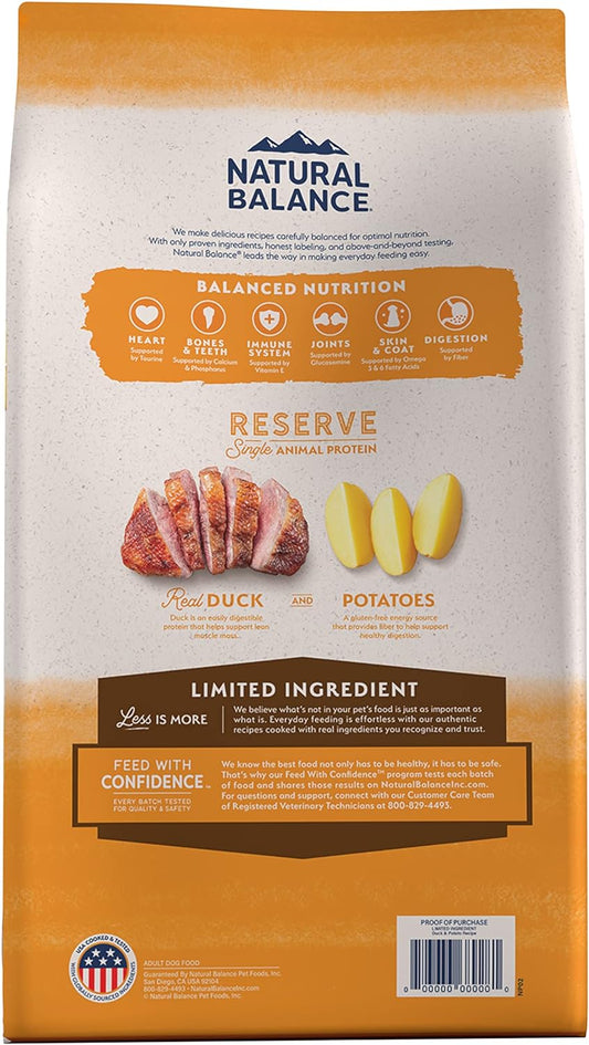 Natural Balance Limited Ingredient Adult Grain-Free Dry Dog Food, Reserve Duck & Potato Recipe, 4 Pound (Pack Of 1)