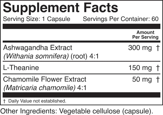 Bioactive Nutrients Chill Supplement - Ashwagandha Pills - Pure, Calm Mood Boost Supplements With Herbs From Nature, Such As Ashwagandha Root - 60 Ashwagandha Capsules