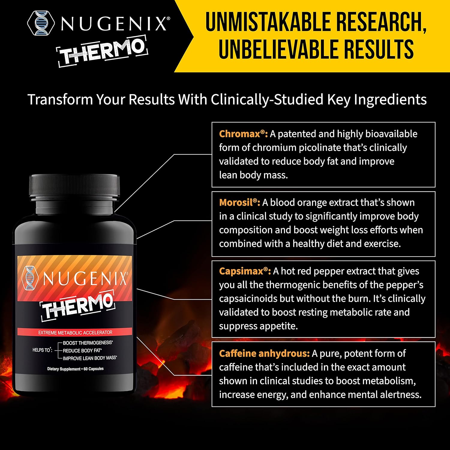 Nugenix Thermo - Thermogenic Fat Burner Supplement Pills for Men, Extreme Metabolic Accelerator, 60 Count : Health & Household