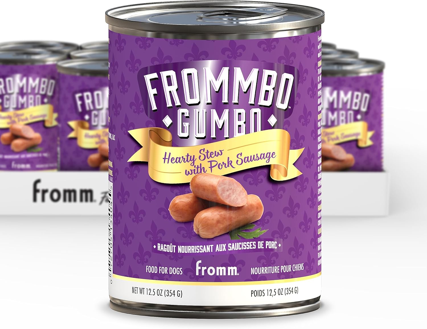 Fromm Frommbo Gumbo Hearty Stew With Pork Sausage Dog Food - Premium Wet Dog Food - Pork Recipe - Case Of (12) 12.5 Oz Cans