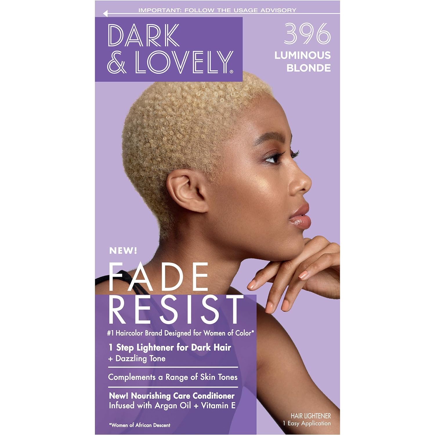 SoftSheen-Carson Dark and Lovely Fade Resist Rich Conditioning Hair Color, Permanent Hair Color, Up To 100 percent Gray Coverage, Brilliant Shine with Argan Oil and Vitamin E, Luminous Blonde