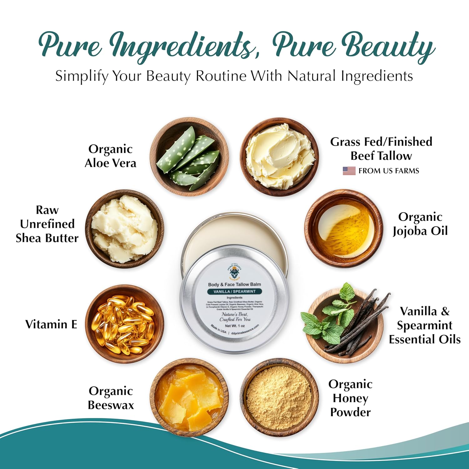 Dr. Dave'S Primal Essence Grass Fed Beef Tallow Balm For Face And Body With Shea Butter, Organic Jojoba Oil, Honey, And Beeswax – Beef Tallow For Skin – Vanilla And Spearmint – 1 Oz : Beauty & Personal Care