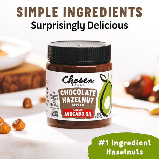 Chosen Foods Chocolate Hazelnut Spread Made With 100% Pure Avocado Oil 12 Oz 2-Pack