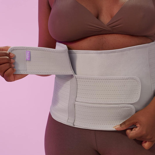 Postpartum Abdominal Support Binder | Natural Delivery & C-Section Recovery | 9" High Adjustable Compression Wrap