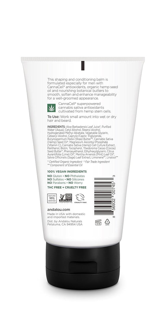 Andalou Naturals CannaCell MEN Grooming Style Balm, 4.2 Ounces