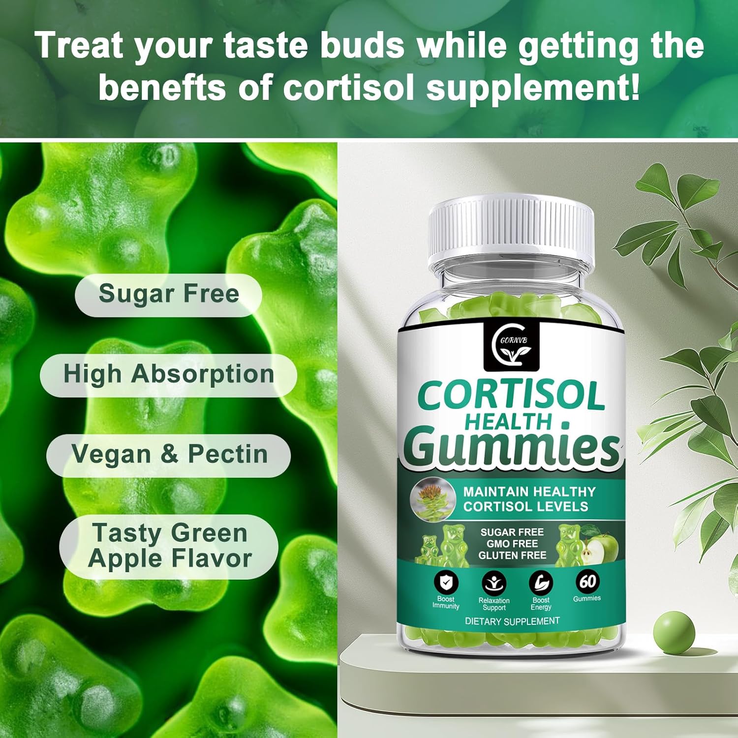 Sugar-Free Cortisol Gummies, 9-In-1 Cortisol Supplement For Women With Magnesium, Ashwagandha, Rhodiola, Phosphatidylserine, L-Theanine, Black Pepper, Vitamin C & B6 - Relaxation, Focus, Sleep Support : Health & Household