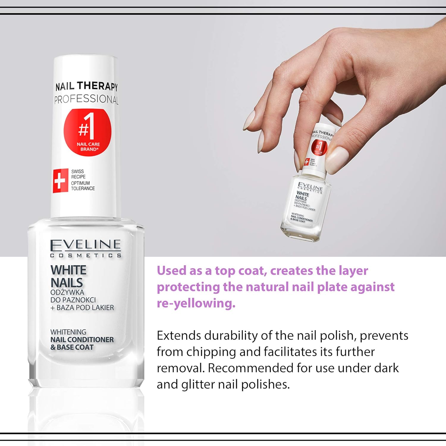 Eveline Cosmetics 3 In 1 Instantly Whiter Nail Whitener : Nail Thickening Solutions : Beauty & Personal Care