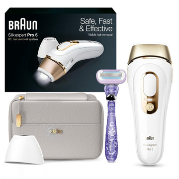 Braun Ipl Long-Lasting Laser Hair Removal Device For Women & Men, Silk Expert Pro5 Pl5157, Safe & Virtually Painless Alternative To Salon Laser Hair Removal, Full Body, With Venus Razor & Luxury Case