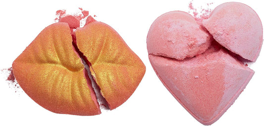 I Heart Revolution, Heart & Kisses Bath Fizzer Bomb Set, Sweet Fragrance, 2X 85G
