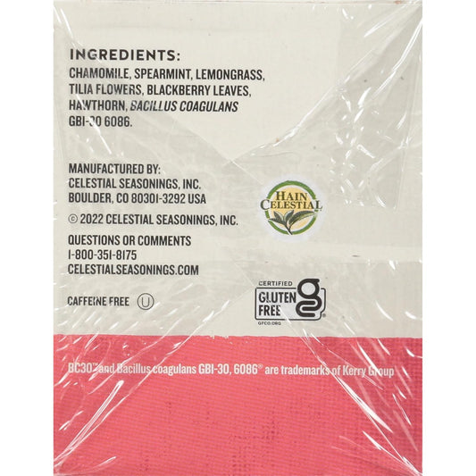 Celestial Seasonings Sleepytime Wellness Tea Plus Probiotics, Caffeine Free, 18 Tea Bags Box