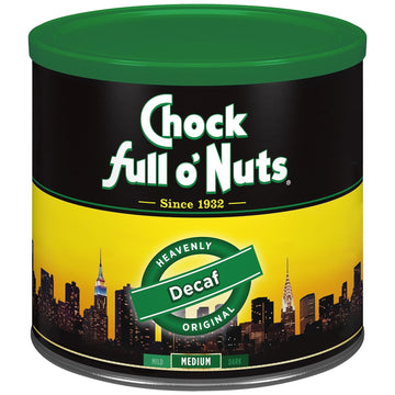Chock full o’Nuts Decaf Original Roast, Medium Roast Decaf Ground Coffee – Gourmet Coffee Beans – Smooth, Full-Bodied and Rich Coffee (24 Oz. Can)