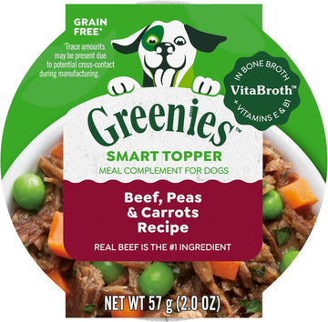 Greenies Smart Topper High Protein Wet Mix-In For Dogs, Beef, Peas & Carrots Recipe In Vitabroth™ Broth - Bone Broth + Vitamins E & B1, Pack Of 10