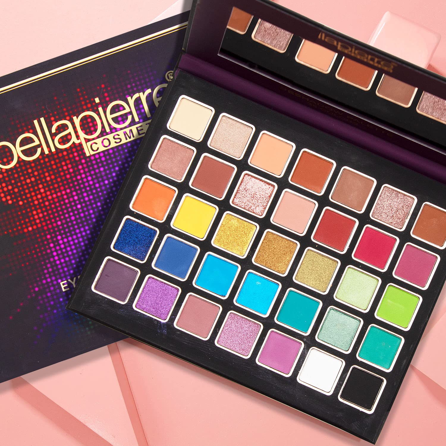 Bellapierre Disco Eyeshadow Makeup Palette | 35 Colorful Shades In A Range Of Matte, Satin, Shimmer, And Glitter Finishes | Non-Toxic And Paraben Free | Vegan And Cruelty Free