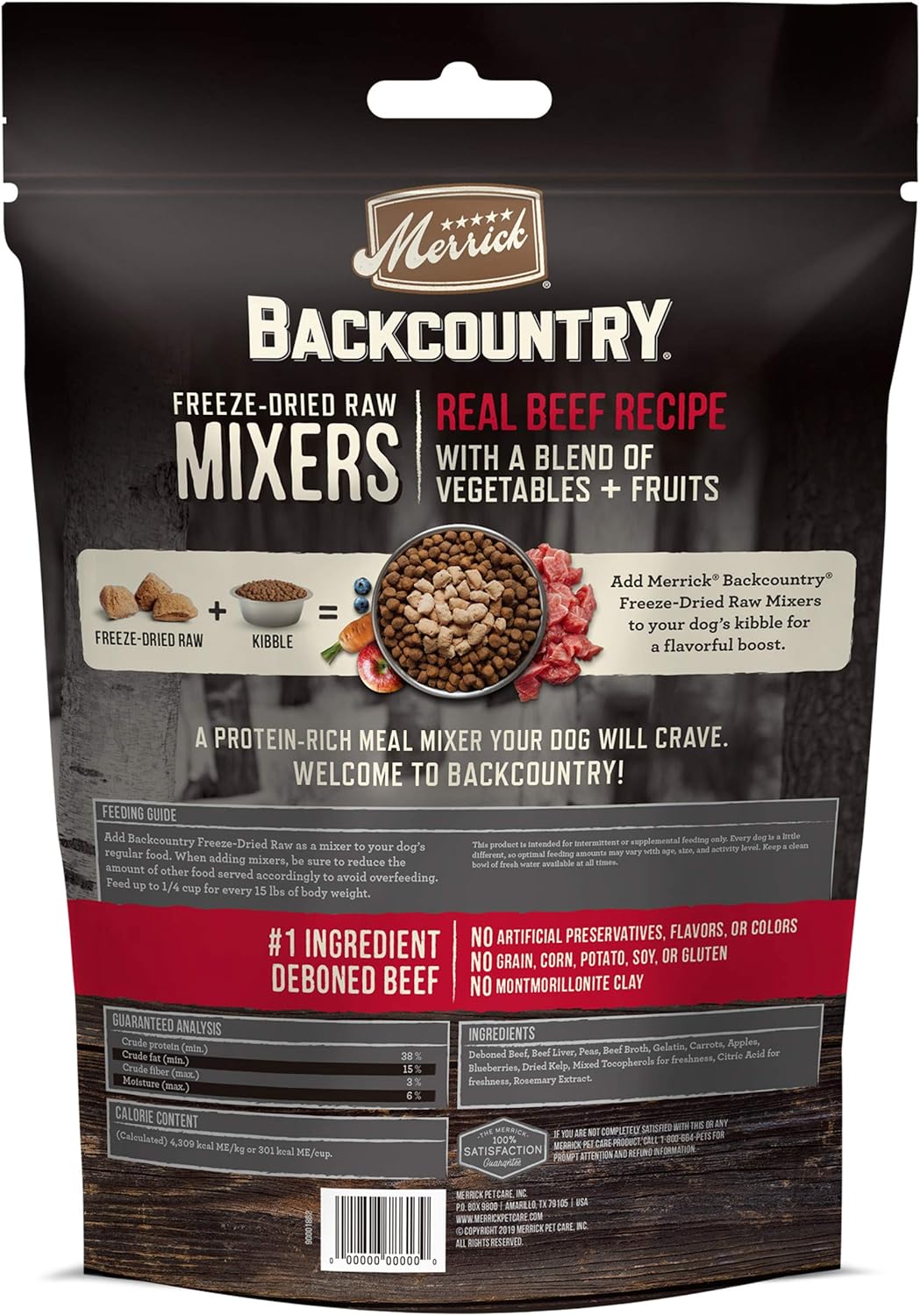 Merrick Backcountry Freeze Dried Raw Grain Free Dry Meal Mixers, Premium And Natural Dog Food Toppers, Beef - 12.5 Oz. Pouch : Pet Supplies