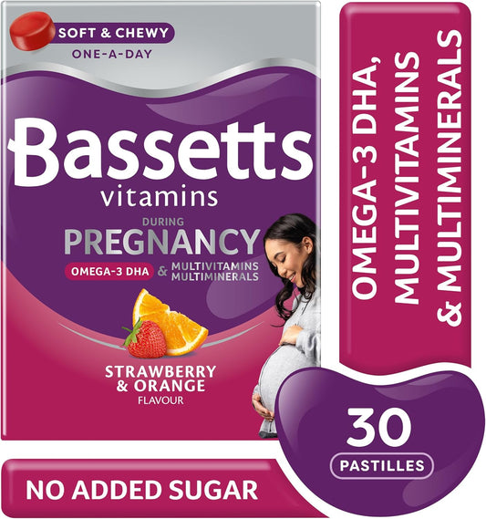 Bassetts Vitamins Pregnancy Omega-3 Dha Multivitamins & Multiminerals Strawberry & Orange Flavour 30 Gummy Pastilles