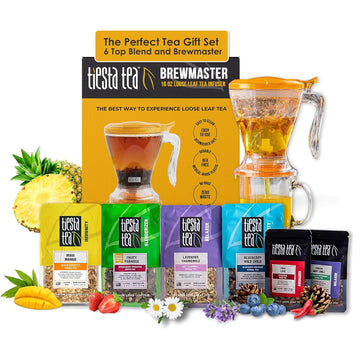 Tiesta Tea - Ultimate Live Loose Kit, Loose Leaf Tea Starter Kit, High To Non-Caffeinated Hot & Iced Tea, Starter Kit With Black, Green, Herbal Tea Sample Bags And 16Oz Bottom Dispensing Tea Infuser