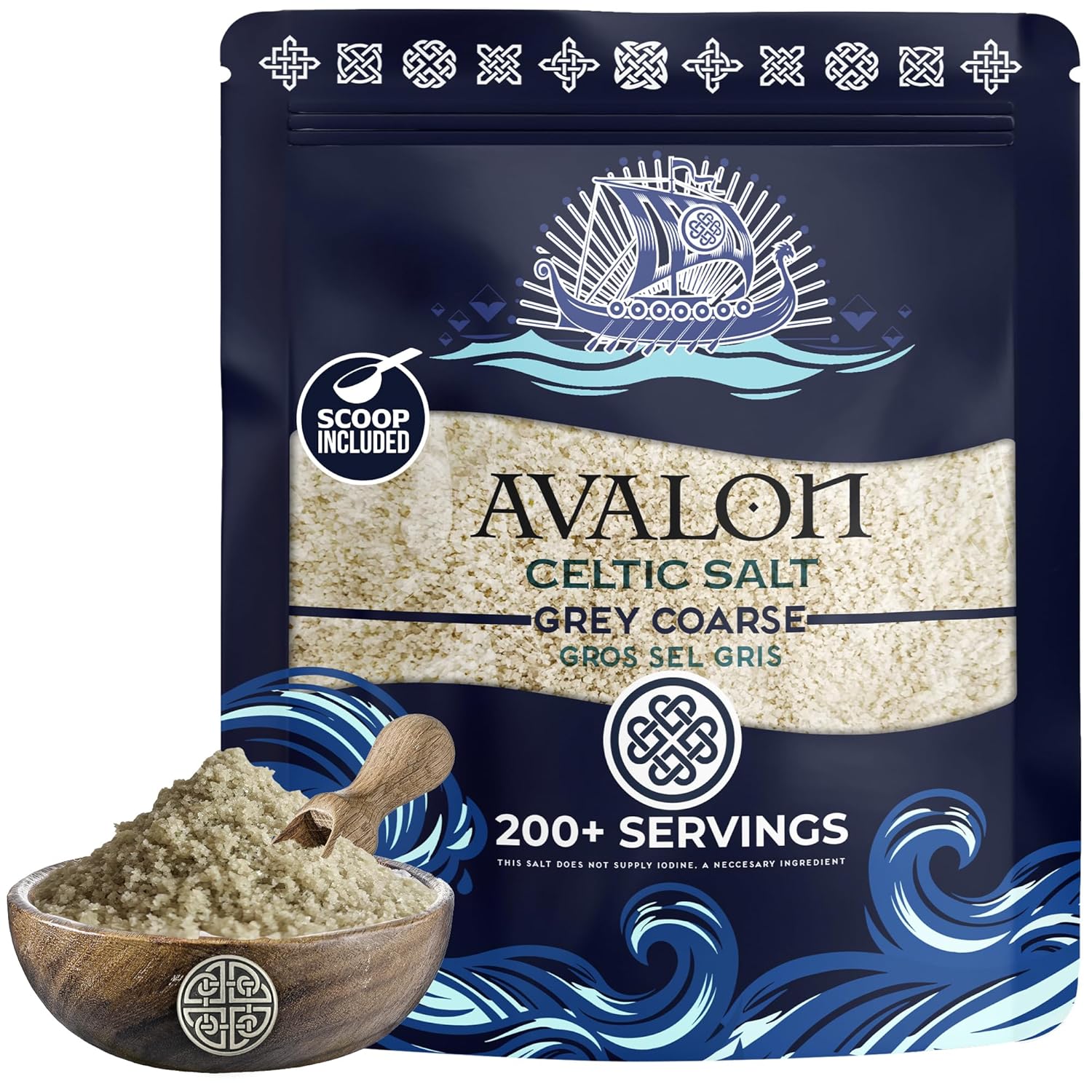 Avalon Celtic Salt, 8.0 Oz Coarse Celtic Sea Salt Organic, Unrefined French Celtic Salt Organic 82 Minerals Coarse, 100% Natural Gros Sel Gris, Sal Celtica Organica, Celtics Salt