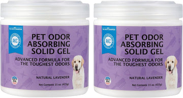 SMELLS BEGONE Pet Odor Absorber Gel - Air Freshener & Odor Eliminator - Made with Essential Oils - Lavender Scent - 15 Ounce - 2 Pack