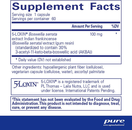 Pure Encapsulations Boswellia Akba - Supports Joint Health, Colon, Immune System, Gastrointestinal Tract & Cell Health* - With 5-Loxin Boswellia Extract - Vegan & Non-Gmo - 60 Capsules